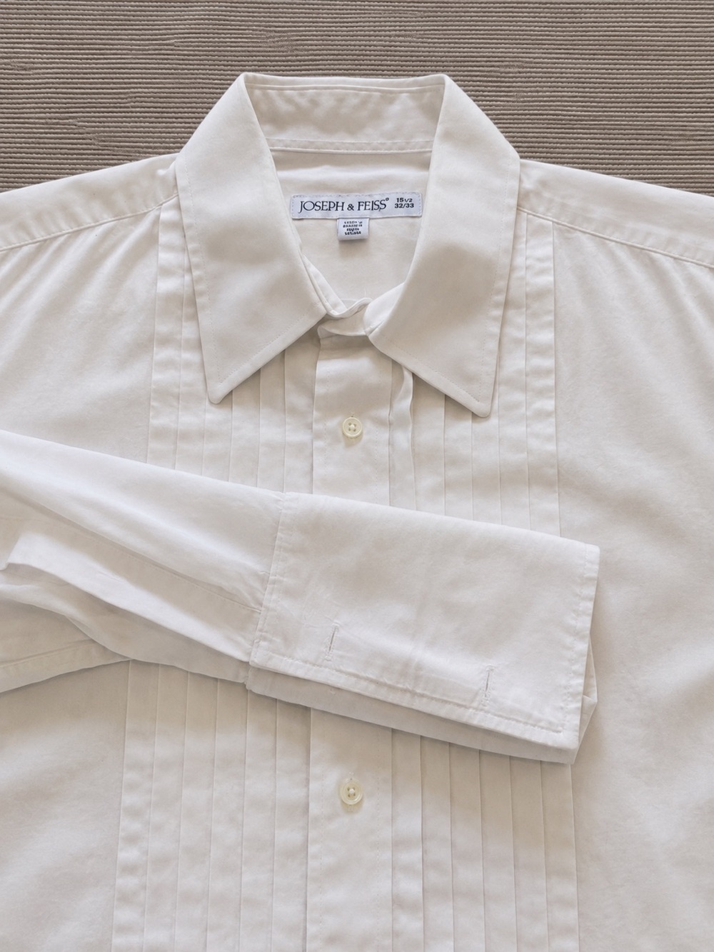 Joseph & Feiss White Pleated Tuxedo Dress Shirt Men’s 15½ / 32-33 – 100% cotton